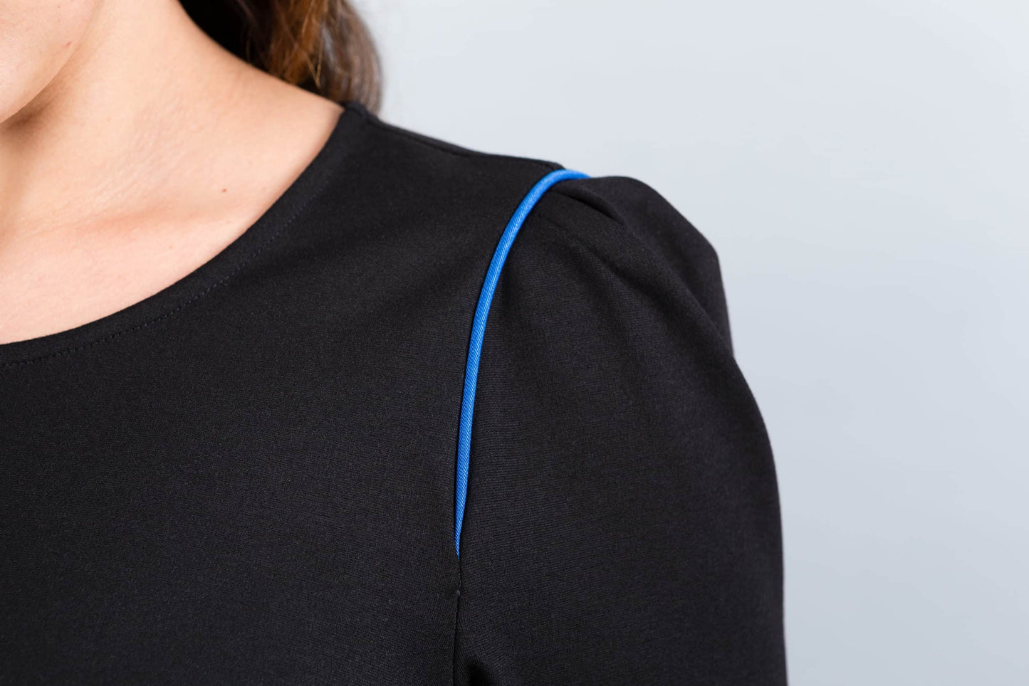 Paris Black blouse with blue trim