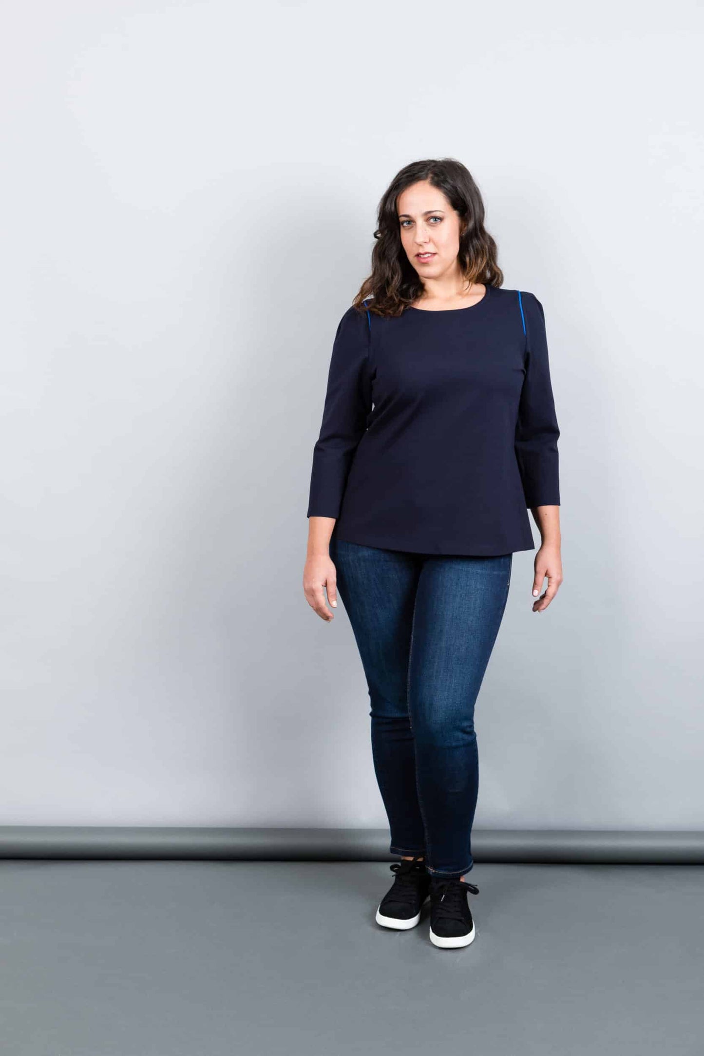 Paris Bleu blouse with blue edging