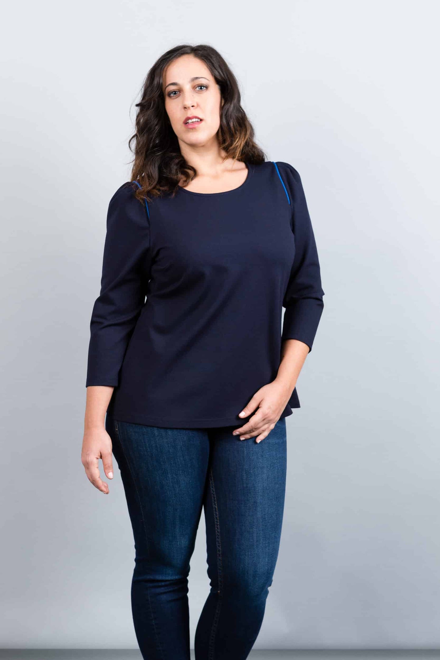 Paris Bleu blouse with blue edging