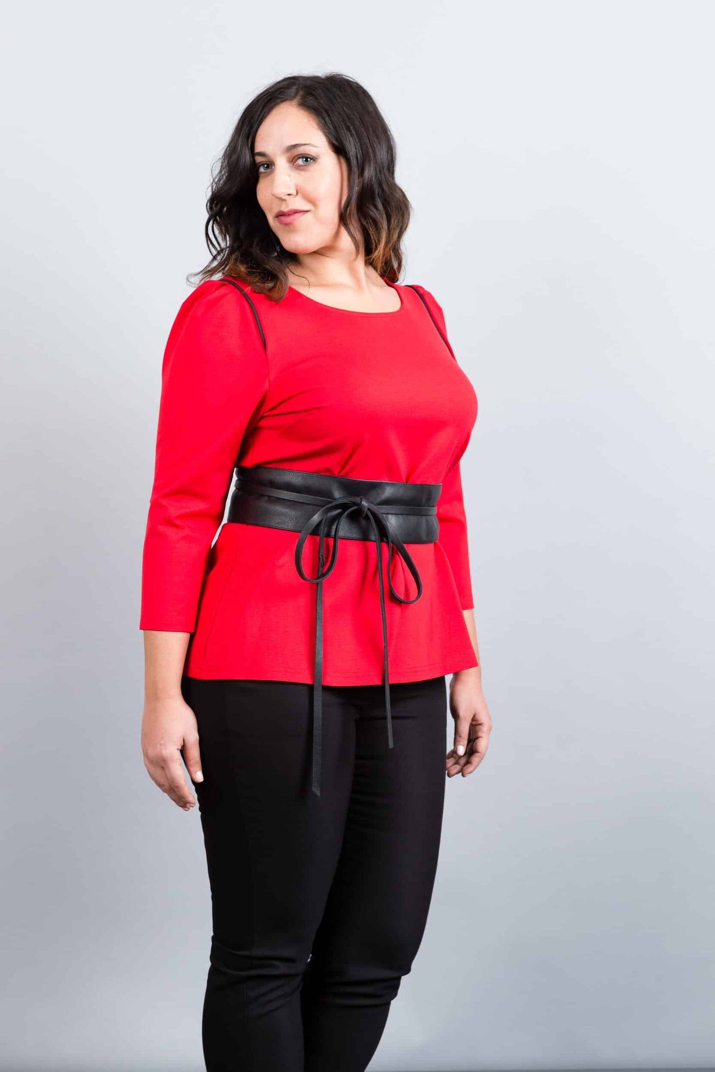 Paris Rouge blouse with black trim