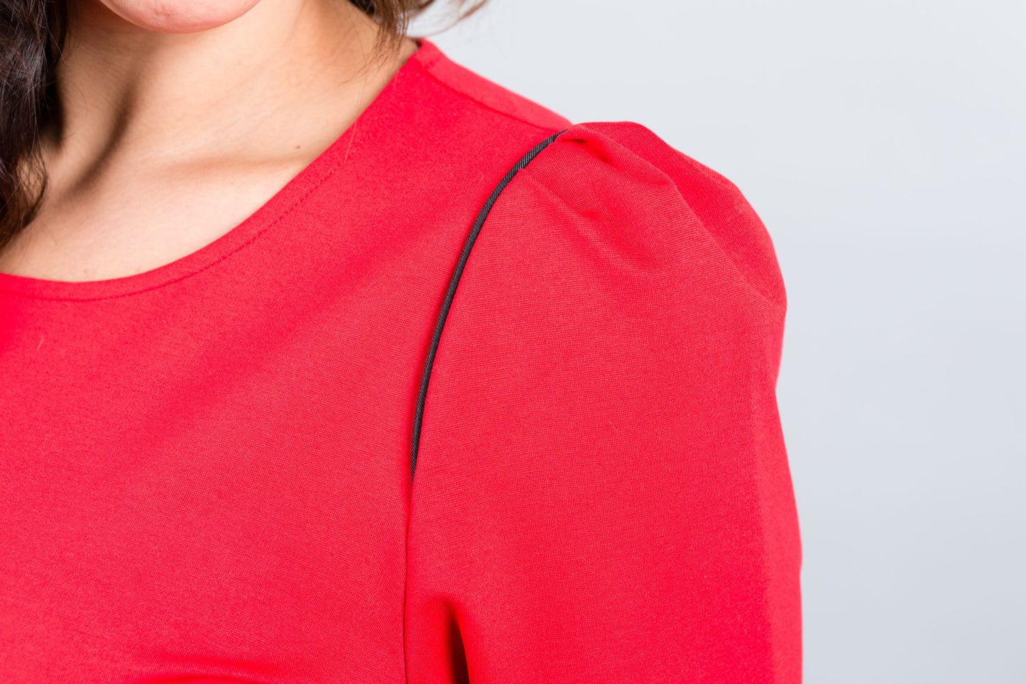 Paris Rouge blouse with black trim