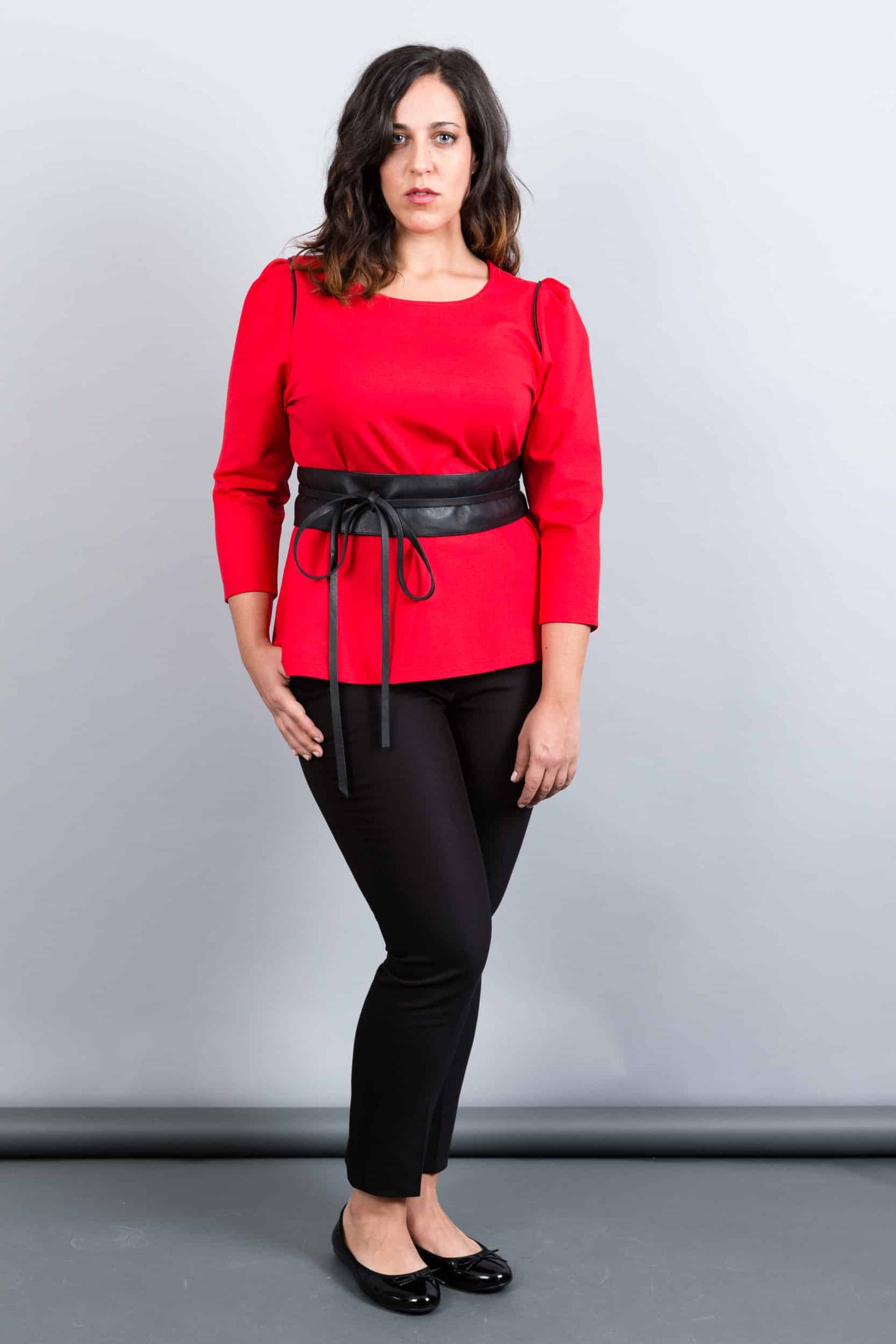 Paris Rouge blouse with black trim