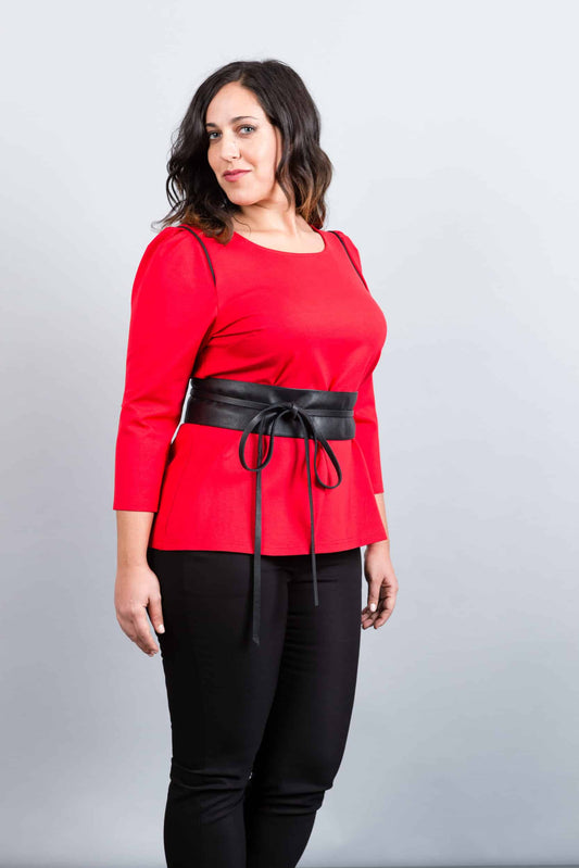 Paris Rouge blouse with black trim 