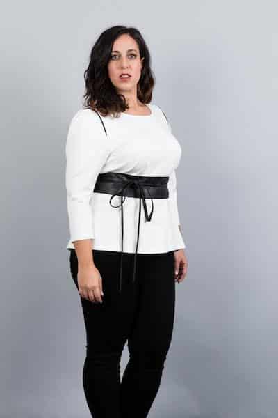 Paris Ecru blouse with black trim 